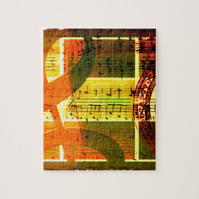 Musiknoten und Gitarre Puzzle (Vertikal)