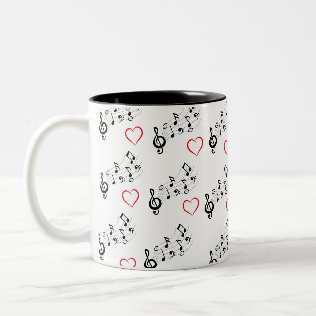 Musiknoten und Herzen Kaffeetasse (Links)