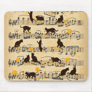 Musiknoten und Kätzchen Mousepad