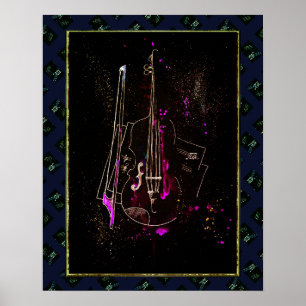 Musiknoten und Kontrabass Poster