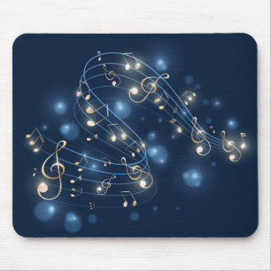 Musiknoten und Lichter auf blau Mousepad