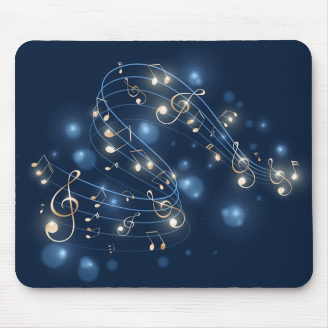 Musiknoten und Lichter auf blau Mousepad (Vorne)