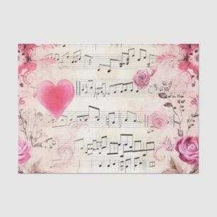 Musiknoten und Rosen Vintage-Design Seidenpapier