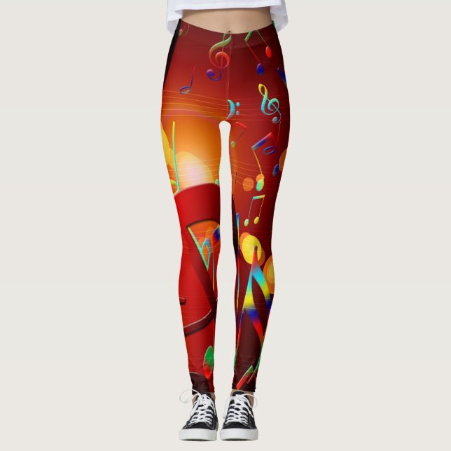 Musiknoten und Symbole farbenfroh Leggings (Vorderseite)
