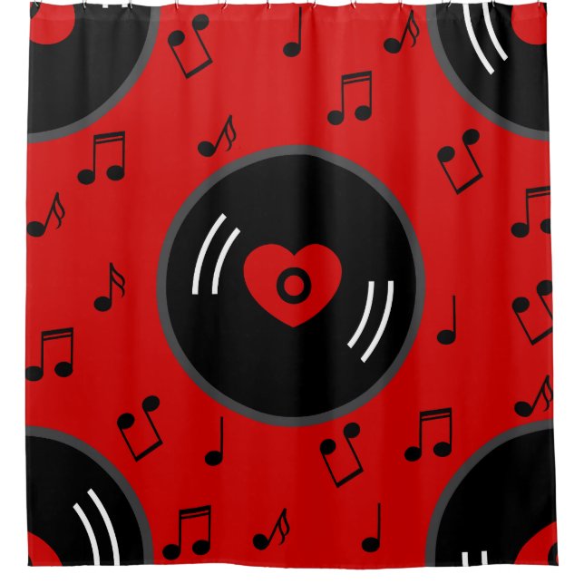 Musiknoten Vinyl Record Duschvorhang (Vorderseite)
