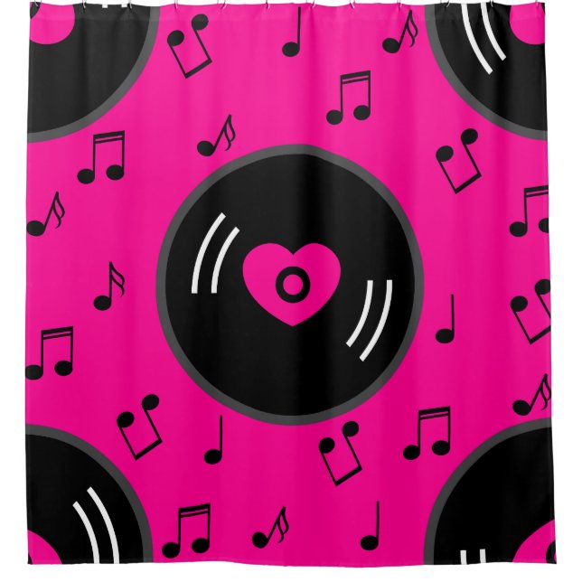 Musiknoten Vinyl Record Duschvorhang (Vorderseite)