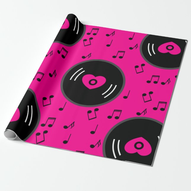 Musiknoten Vinyl Record Geschenkpapier (Ungerollt)