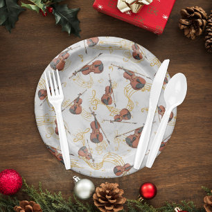 Musiknoten Violin Weihnachtsfeiertag Pappteller