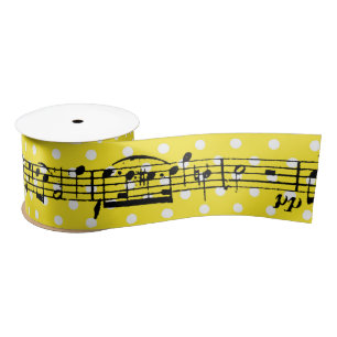 Musiknoten von Yellow Polka Dot Satin Ribbon Satinband