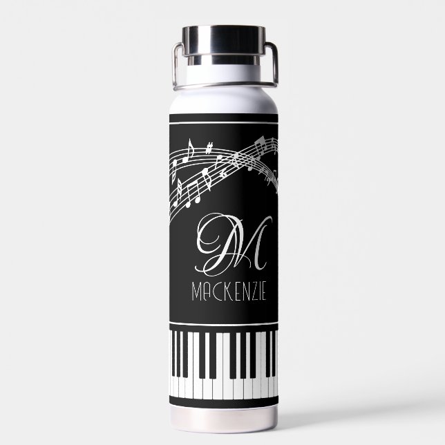 Musiknoten Vorgabe-Name des Monogramms Trinkflasche (Rückseite)