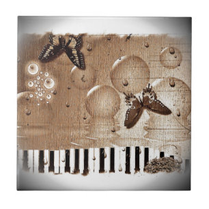 Musiknoten zerstören farbenfrohe SchmetterlingsNat Fliese