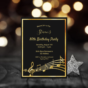 Musiknoten zum 80. Geburtstag Postkarte