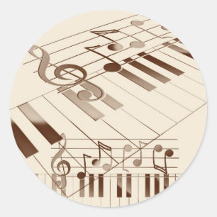 Musiknotenillustration Runder Aufkleber