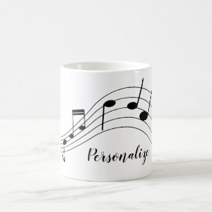 Musiknotens Black Gray Stilvoll Personalisiert Kaffeetasse