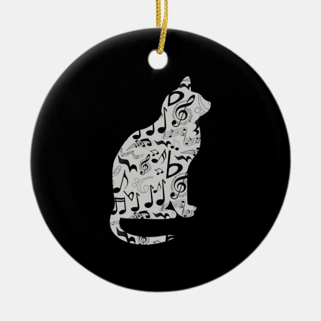 Musiknotens Cat Lover - Minimalistisch Musiker Keramik Ornament (Vorne)