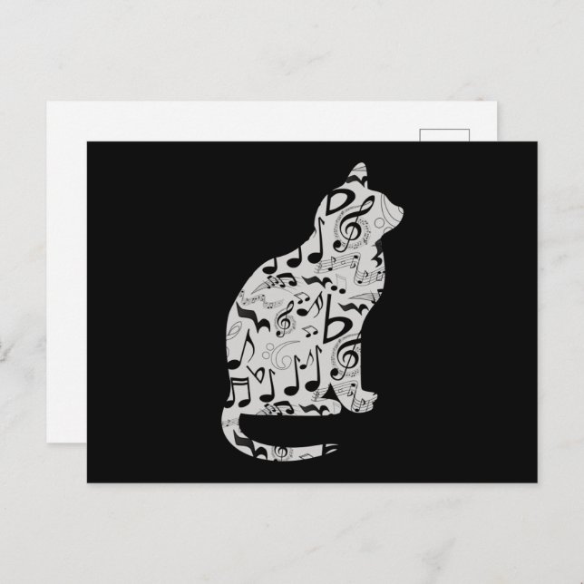 Musiknotens Cat Lover - Minimalistisch Musiker Postkarte (Vorne/Hinten)
