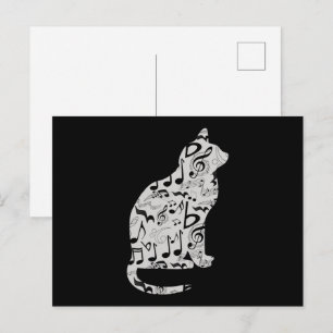 Musiknotens Cat Lover - Minimalistisch Musiker Postkarte