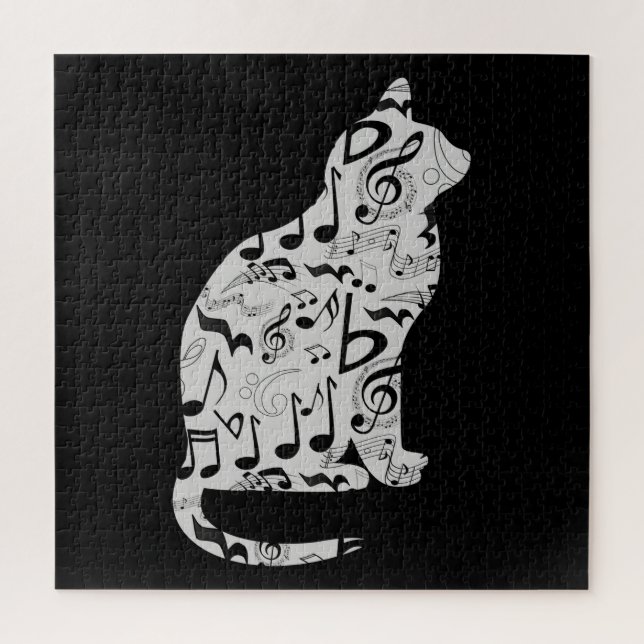 Musiknotens Cat Lover - Minimalistisch Musiker Puzzle (Vertikal)