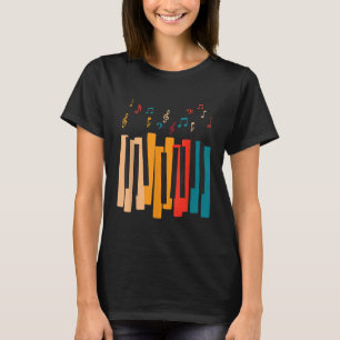 Musiknotens Colorful Keyboard Piano Player Music L T-Shirt