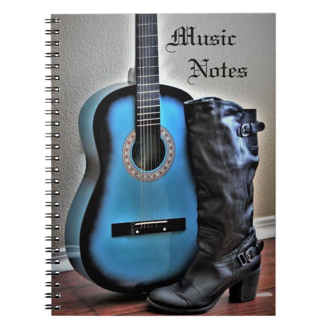 Musiknotens Guitar Spiral Foto Notebook Notizblock (Vorderseite)