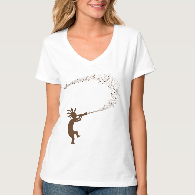 Musiknotens Kokopelli Native American T - Shirt (Vorderseite)