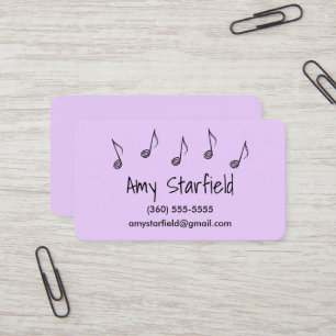 Musiknotens Lavender Business Cards Visitenkarte