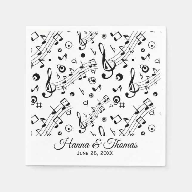 Musiknotens Musical Wedding Napkins Serviette (Vorderseite)