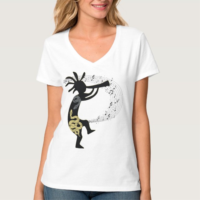 Musiknotens Snake Kokopelli Native American T-Shirt (Vorderseite)