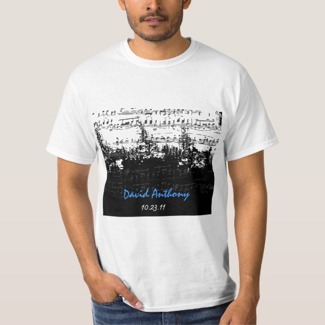 Musiknotens Stars Bar Mitzvah T Shirt (Vorderseite)
