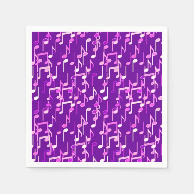 Musiknotes print - violett, lila, vielseitig serviette (Vorderseite)