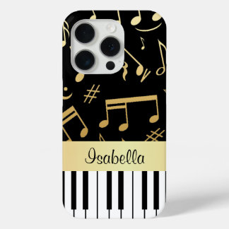 Musiknotizen und Klaviertasten Schwarz und Gold Case-Mate iPhone Hülle