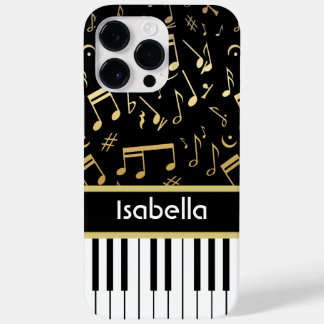 Musiknotizen und Klaviertasten Schwarz und Gold Case-Mate iPhone Hülle