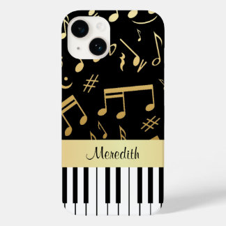 Musiknotizen und Klaviertasten Schwarz und Gold Case-Mate iPhone Hülle