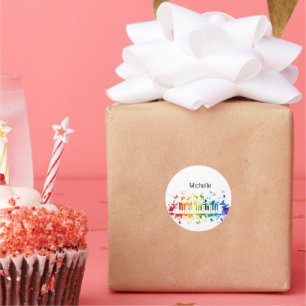 Musiknotizen und Klaviertasten Schwarz und Gold Runder Aufkleber