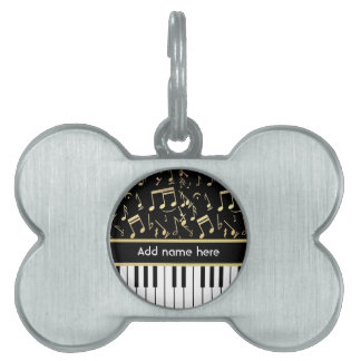 Musiknotizen und Klaviertasten Schwarz und Gold Tiermarke