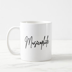 Musikophile Typo mit Liebe Hört Schwarzes Schreibe Kaffeetasse