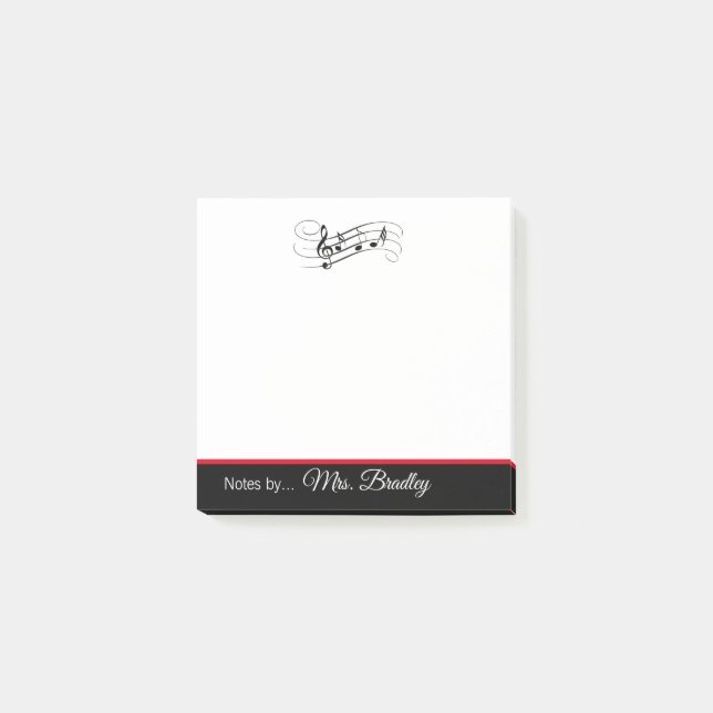 Musikpersonal und Noten Notepad, Musiklehrer Post-it Klebezettel (Vorderseite)