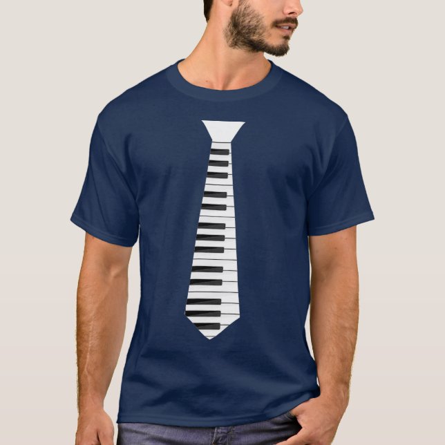 Musikpiano Necktie Kostüm Cooles Instrumentengesch T-Shirt (Vorderseite)