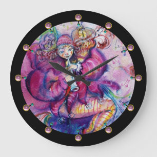 MUSIKPINK CLOWN GROßE WANDUHR