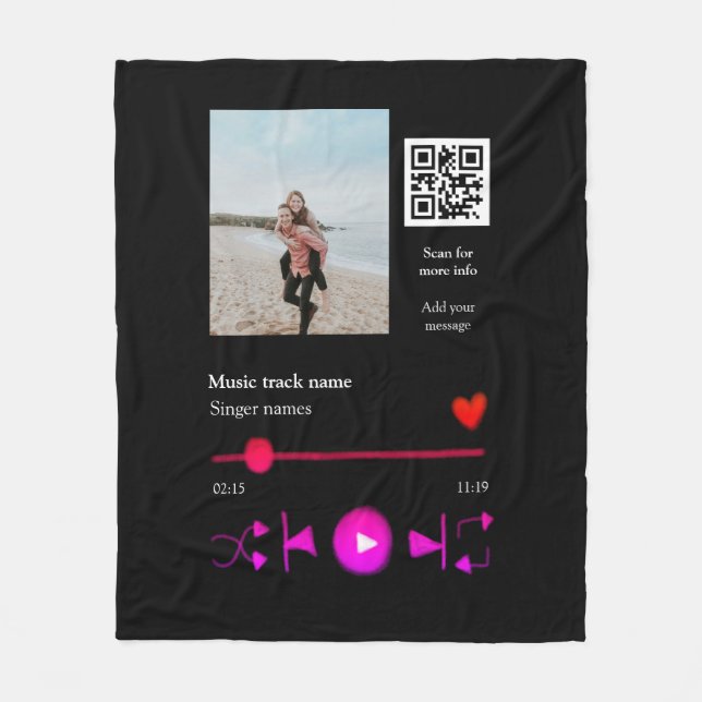 Musikplayer personalisiertes Paar Liebe q r Code t Fleecedecke (Vorderseite)