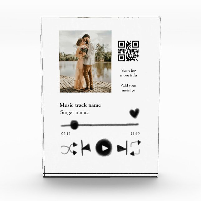 Musikplayer personalisiertes Paar Liebe q r Code t Fotoblock (Vorderseite)