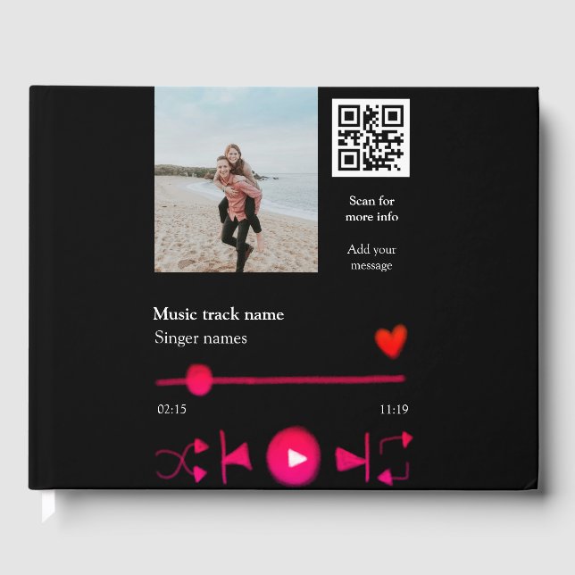 Musikplayer personalisiertes Paar Liebe q r Code t Gästebuch (Vorderseite)