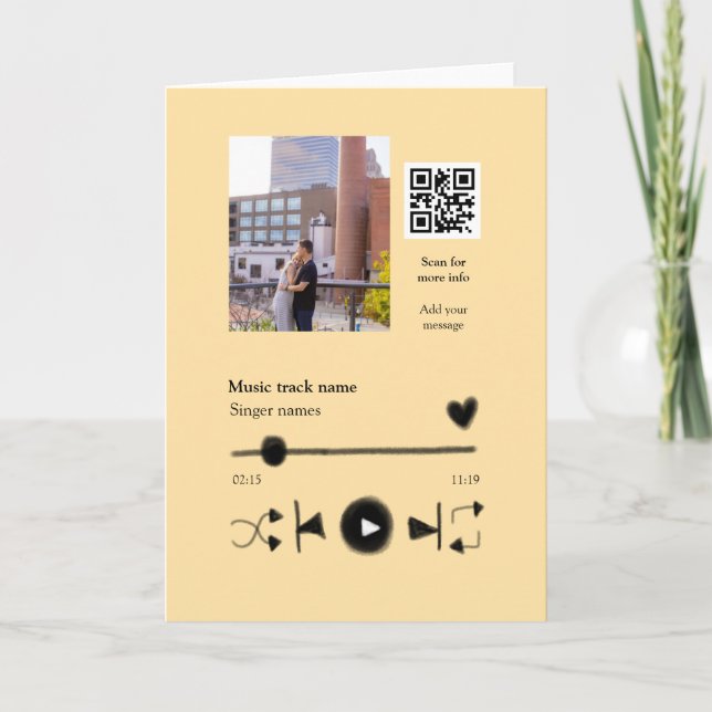 Musikplayer personalisiertes Paar Liebe QR-Code Te Karte (Vorderseite)