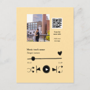 Musikplayer personalisiertes Paar Liebe QR-Code Te Postkarte