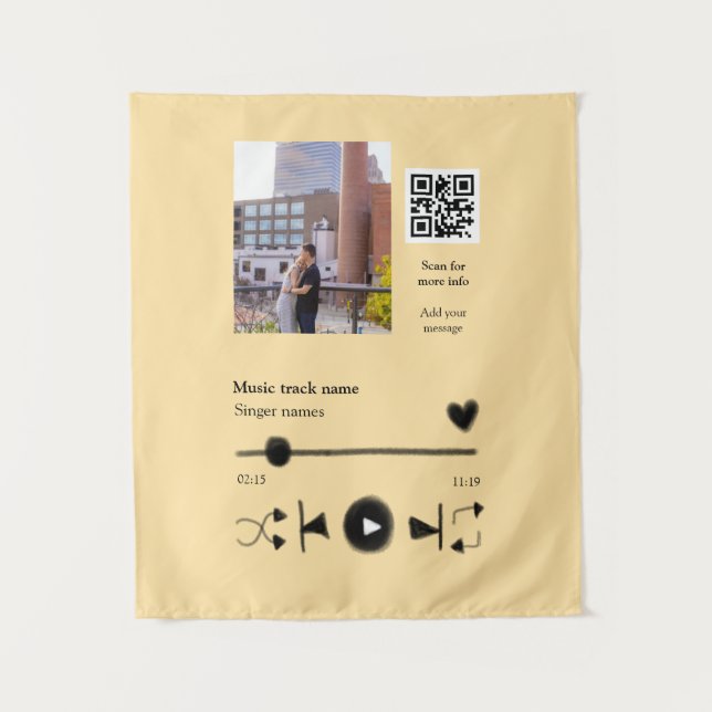 Musikplayer personalisiertes Paar Liebe QR-Code Te Wandteppich (Vorderseite)