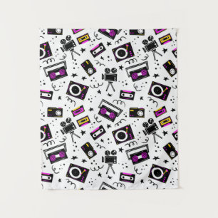 Musikplayer, Tonbandgerät, Videoband, Filmkamera, Wandteppich