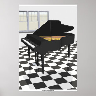 Musikposter: Grand Piano & Tiles: 3D-Modell Poster