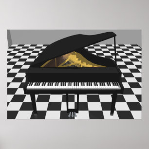 Musikposter: Grand Piano & Tiles: 3D-Modell Poster