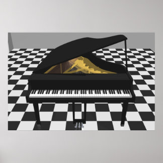 Musikposter: Grand Piano & Tiles: 3D-Modell Poster