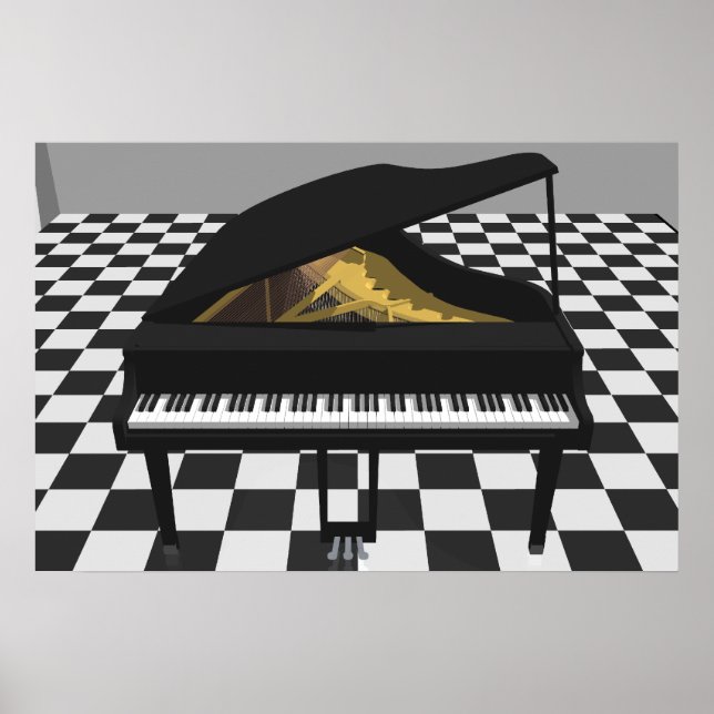 Musikposter: Grand Piano & Tiles: 3D-Modell Poster (Vorne)